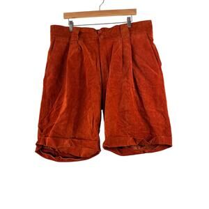 4 Openers Leather Suede Shorts Mens 42 Burnt Orange Fromt Pleat Festival Folk